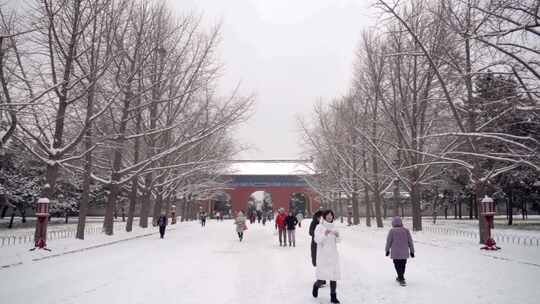 北京天坛公园雪景4K