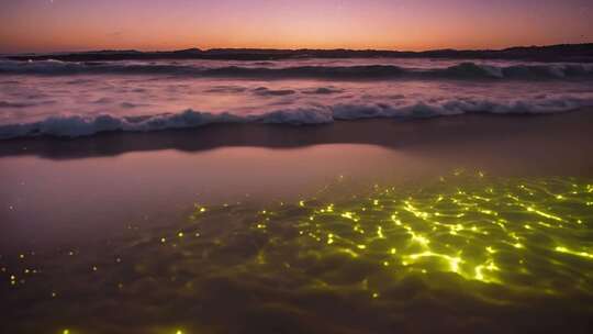 海滩夜光海自然景观