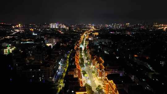 泉州鲤城区新门街夜景航拍夜晚道路交通灯光