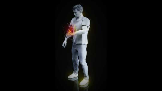 肘部疼痛男子的概念垂直3D动画视频素材模板下载