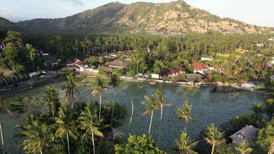 印度尼西亚巴厘岛坎迪达萨莲花泻湖的鸟瞰图