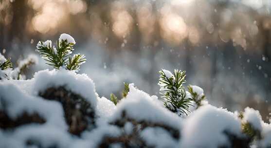 冬天雪地特写雪天风景下雪风光唯美冬季雪景