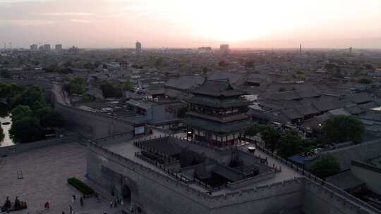 山西晋中平遥古城航拍全景