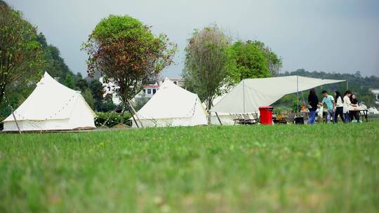 4k实拍户外帐篷露营营地