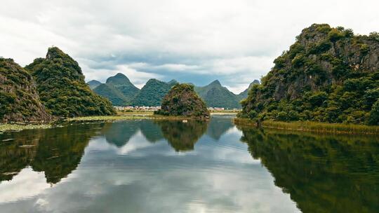 西荒湿地山水风景航拍