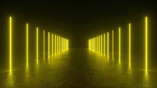 暗室里的黄灯隧道视频素材模板下载