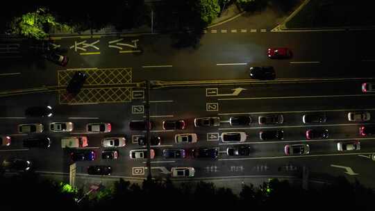 夜晚城市道路交通航拍