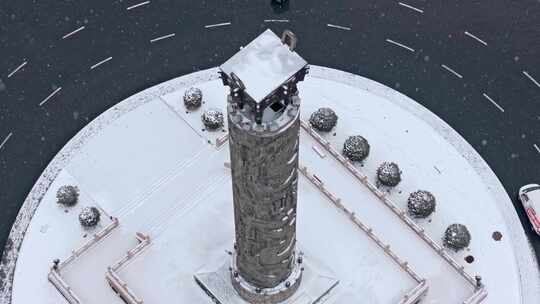 航拍洛阳丽景门雪景