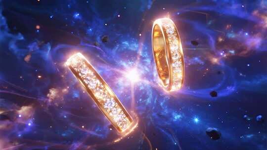 结婚戒指浪漫爱情太空视频