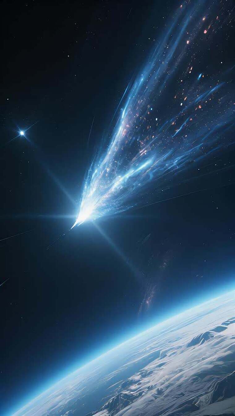 太空流星划过地球画面素材