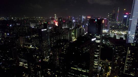 广州天河珠江新城航拍写字楼住宅夜景