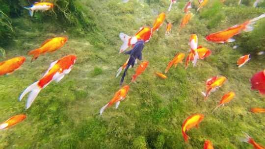 济南护城河黑虎泉水下鱼群