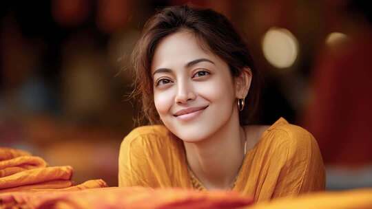 阳光明媚的微笑：一位女性的迷人肖像