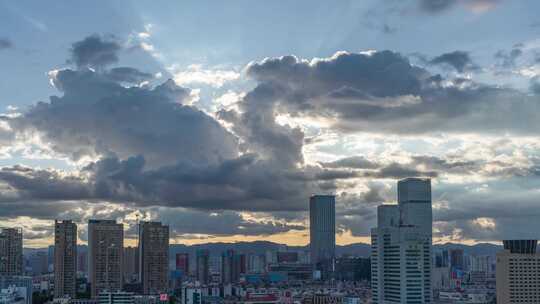 昆明云延时城市上空壮观乌云密布景象延时