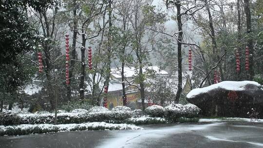 杭州上天竺法喜讲寺下雪天风景