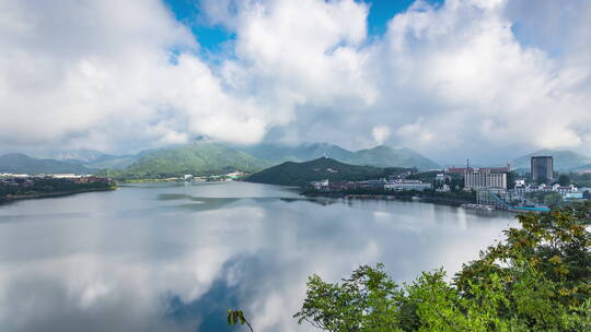 北京雁栖湖蓝天白云美景延时视频