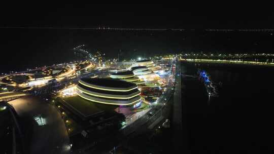 珠海日月贝夜景航拍夜晚珠海大剧院珠海地标