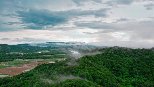 4k航拍山脉云雾穿云山水山路森林云海仙境