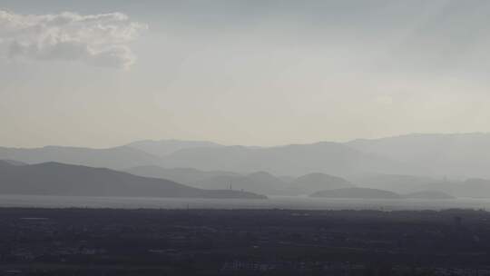 远景山峦湖泊全景