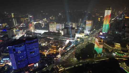 广西南宁城市夜景灯光航拍