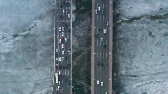 哈尔滨公路大桥城市风光航拍