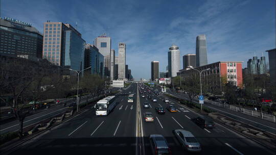 北京国贸桥车流延时 城市车流