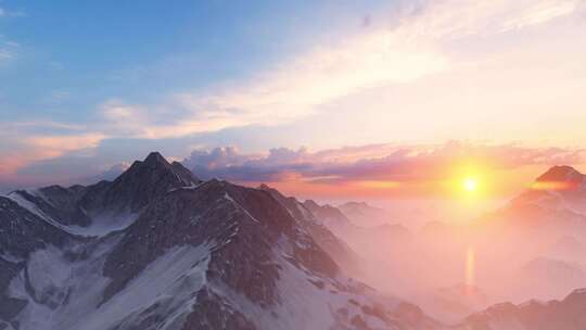 唯美雪山 雪山日出