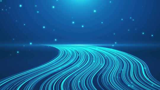 蓝色粒子光线 科技蓝色粒子河流背景
