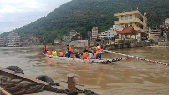 江边划龙舟端午节划船民俗海边河边渔船视频