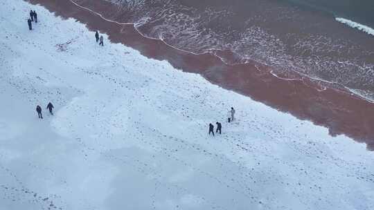 青岛西海岸金沙滩雪景国际啤酒城雪景