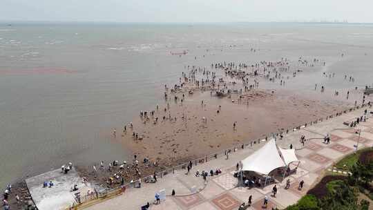 日照多岛海赶海园赶海现场航拍