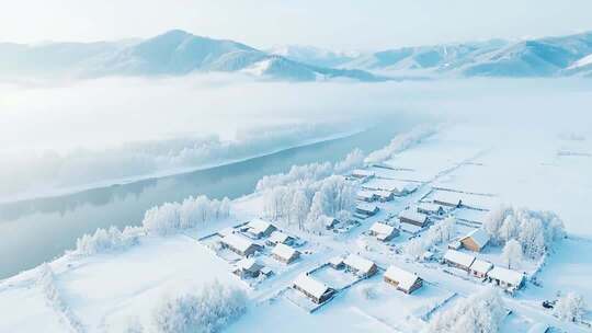 雪乡村落雪景俯瞰
