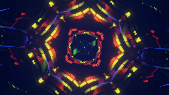 伴随着炫目的多色霓虹灯，穿越科幻无限隧道