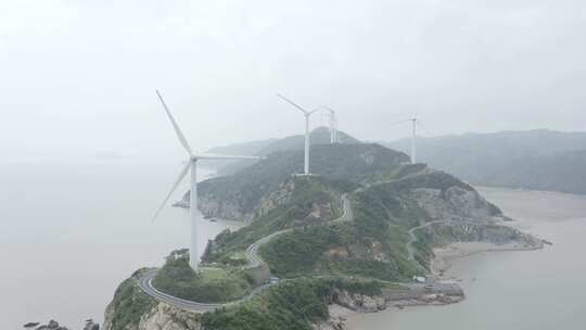 原创航拍LOG台州玉环1号公路风力发电4K-1-4