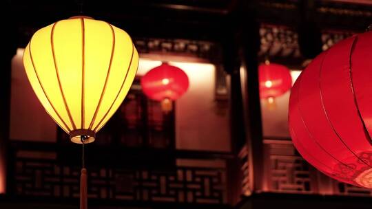 中国风元宵灯会红灯笼素材慢门背景视频