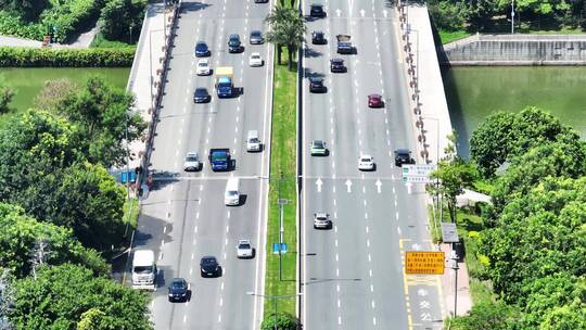 深圳市南山区后海大桥航拍白天车流