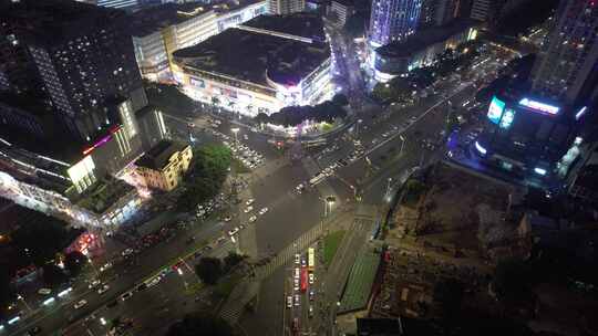 广西南宁城市夜景灯光航拍