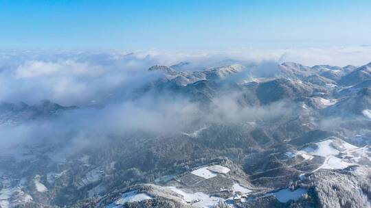 4k航拍恩施雪山雾凇风光