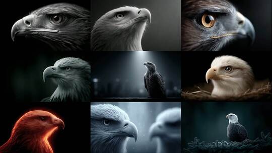 雄鹰展翅翱翔天际尽显猛禽风采高清在线视频素材下载