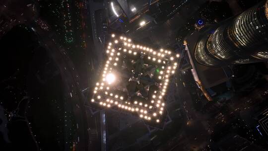 上海金茂大厦航拍夜景视频素材模板下载