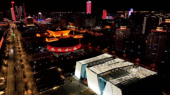 太原图书馆山西地质博物馆山西博物院夜景