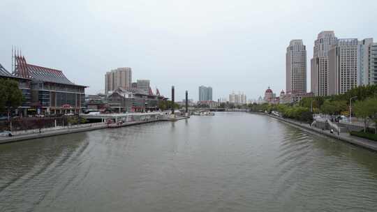 天津海河风景古文化街码头城市风光航拍