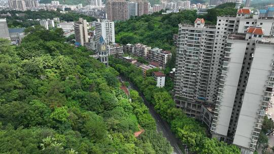 广西梧州城市蓝天白云航拍