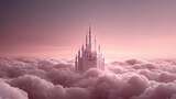 云端之上的粉色梦幻城堡高清在线视频素材下载