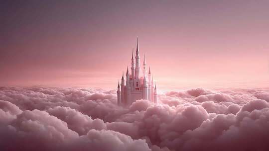 云端之上的粉色梦幻城堡