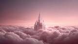 云端之上的粉色梦幻城堡高清在线视频素材下载