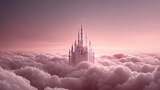 云端之上的粉色梦幻城堡高清在线视频素材下载