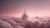 云端之上的粉色梦幻城堡高清在线视频素材下载