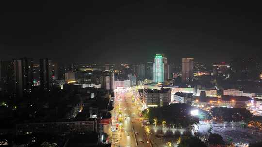 四川德阳夜景德阳商业广场夜景航拍