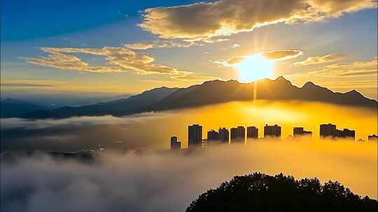 中国祖国大好河山日出云海日落延时风景风光